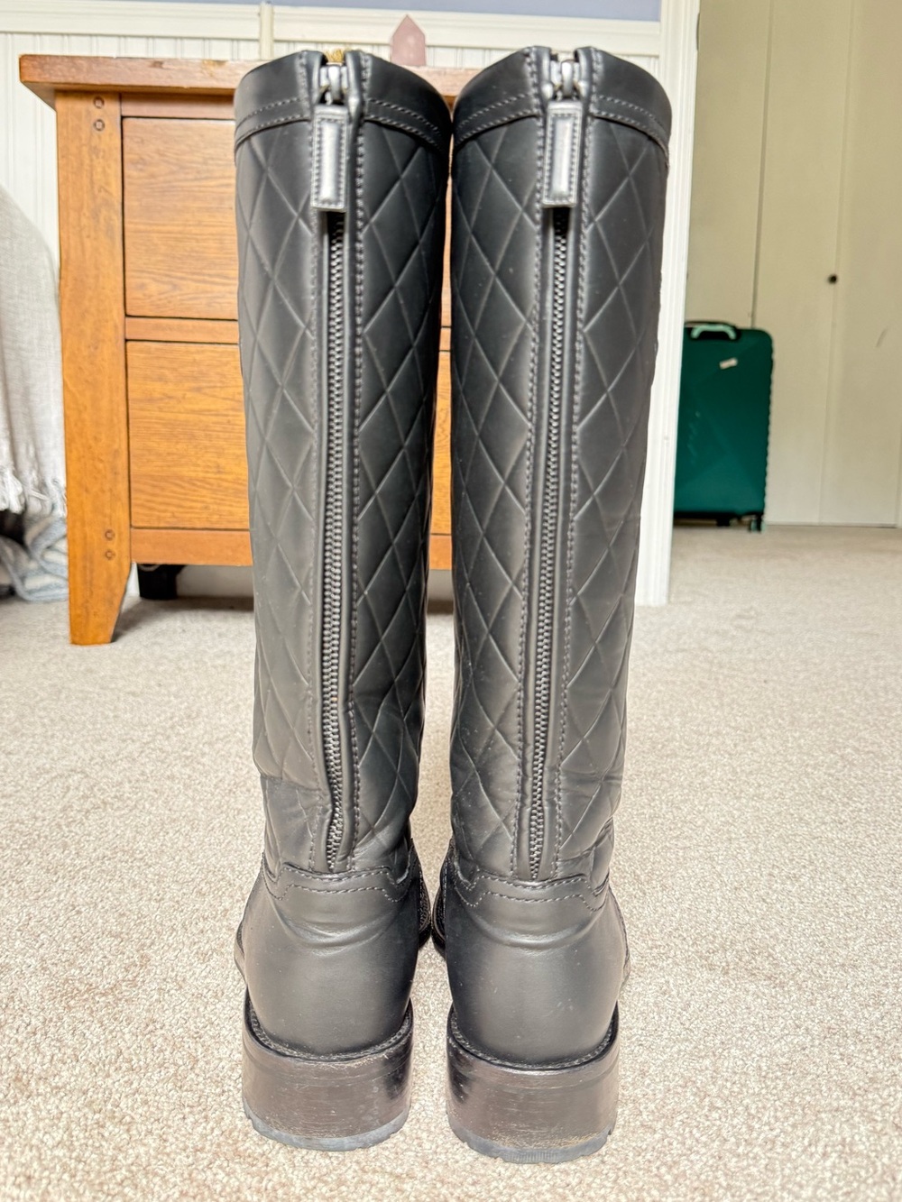 Chanel Quilted Leather Knee-High Riding Boots in Black - Picture 8 of 9
